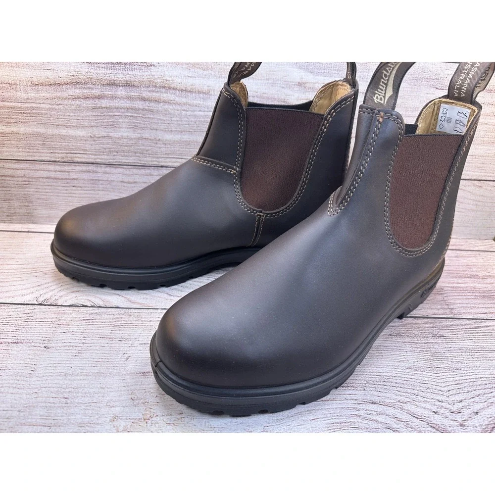 Blundstone 550 Rustic Brown Leather Chelsea Pull On Boots Men's Size US 9.5